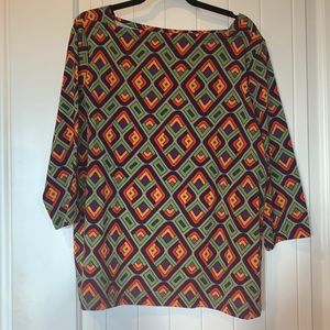 Talbots boat neck multi colored quarter length sleeve shirt